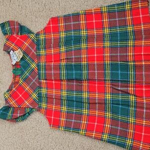 Vintage 1970s Lord and Taylor Girls Plaid Dress Red and Green Size 2T